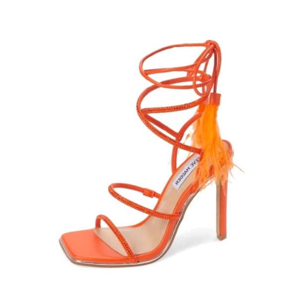 Orange Strappy Steve Madden heels - Picture 1 of 6